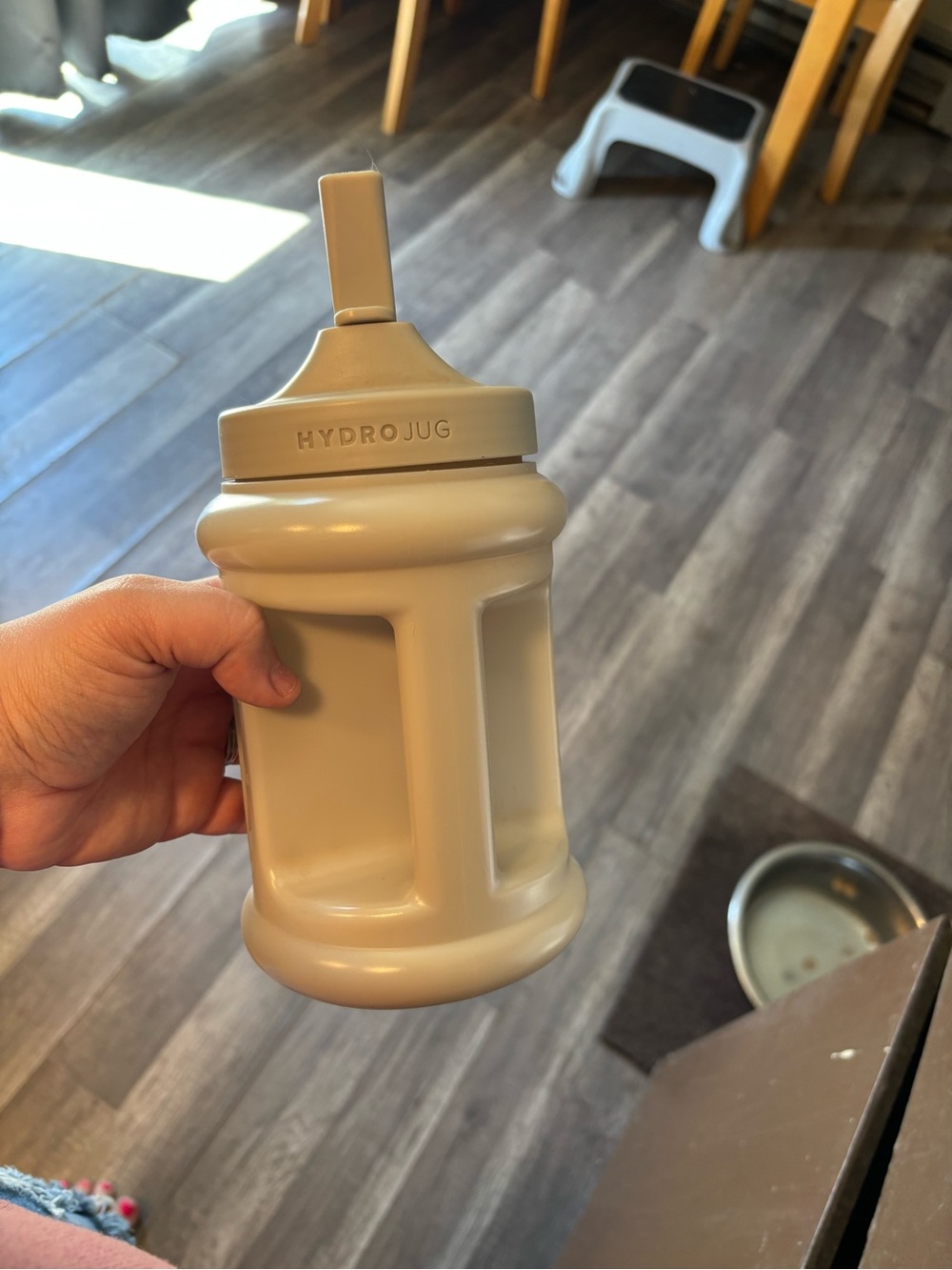 HydroJug Beige Refillable Water Bottle with Flip Straw Lid